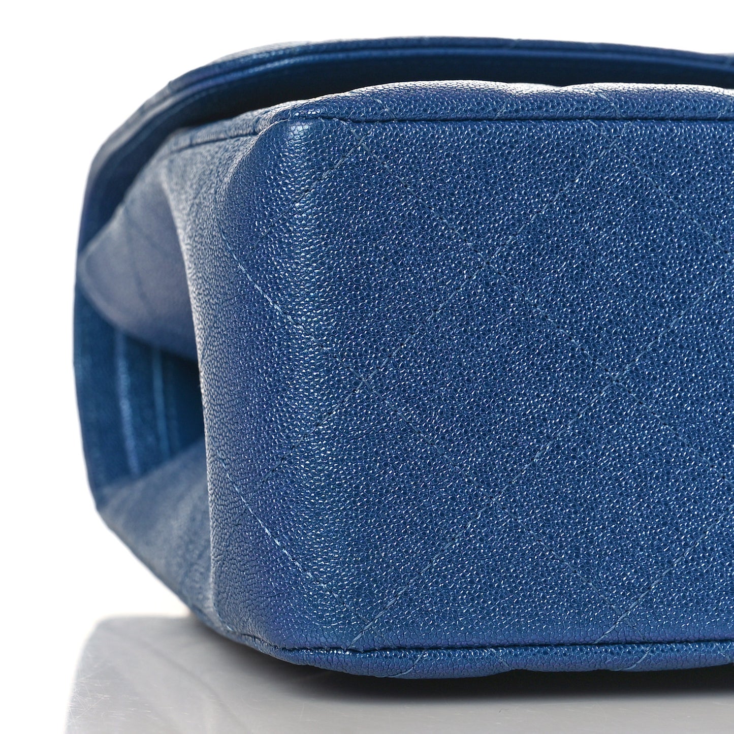 Iridescent Caviar Quilted Jumbo Double Flap Dark Blue