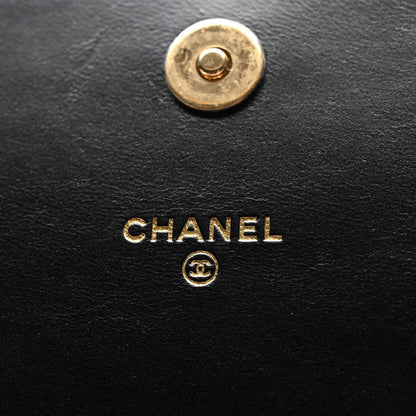 Chanel Lambskin Quilted Enamel Logo Clutch on Chain WOC Black 6 of 12