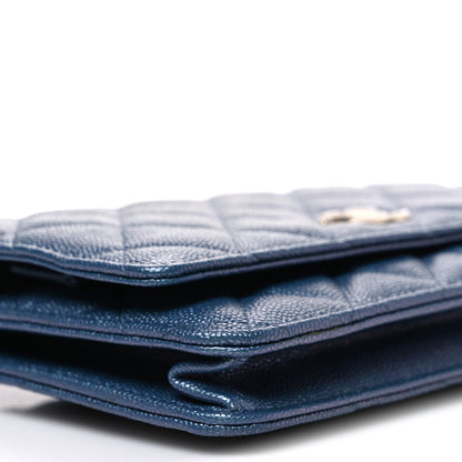 Chanel Iridescent Caviar Quilted Wallet on Chain WOC Dark Blue 10 of 11