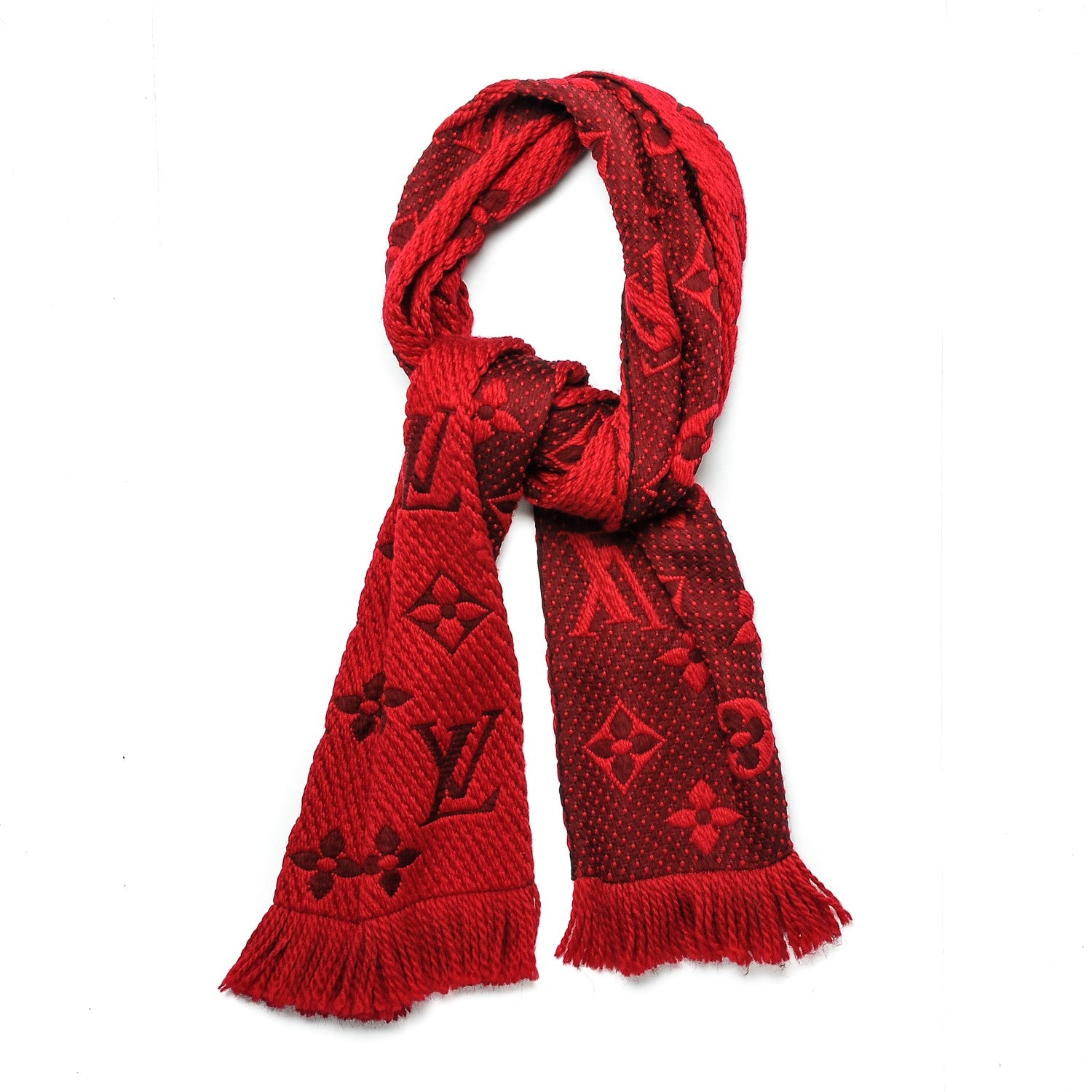 Louis Vuitton Wool Silk Logomania Scarf Rubis 1 of 4