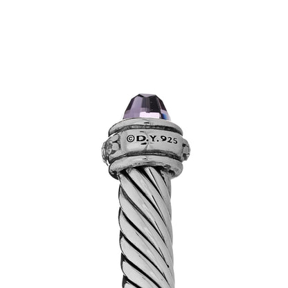 David Yurman Sterling Silver Amethyst Diamond 4mm Cable Classics Bracelet 3 of 4
