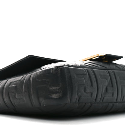 Fendi Nappa FF 1974 Embossed Large Baguette Black 9 of 10