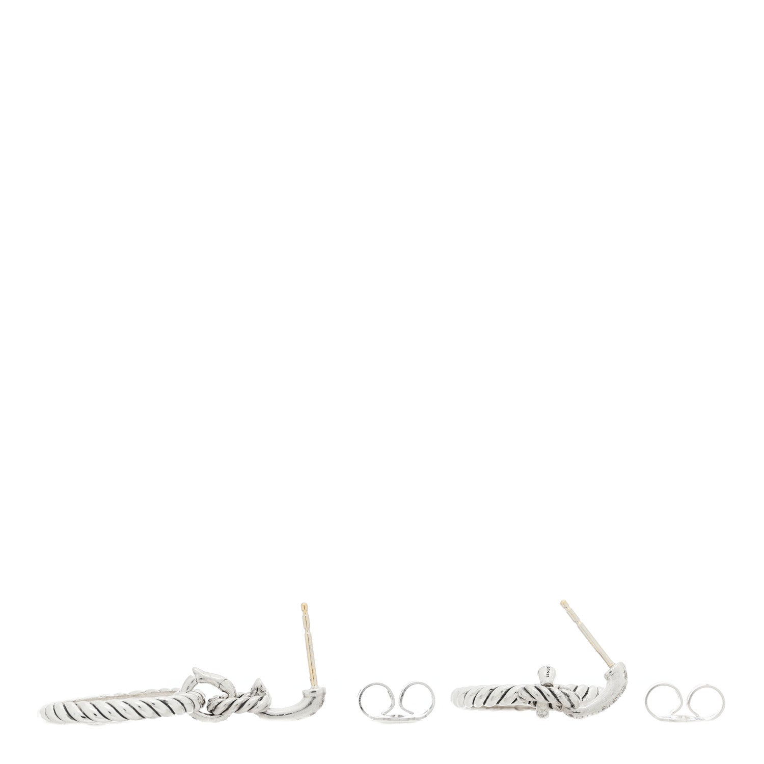 David Yurman Sterling Silver Diamond Mother of Pearl Elements Drop Earrings 3 of 3