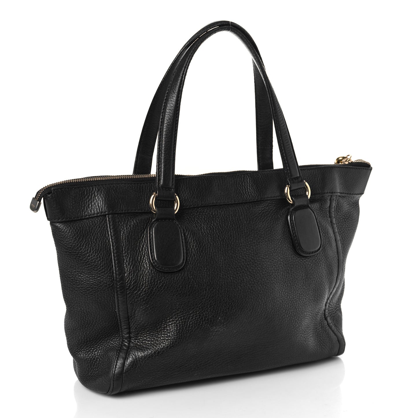 Pebbled Calfskin Small Soho Top Handle Bag Black