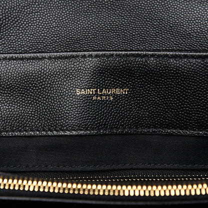 Saint Laurent Grain de Poudre Calfskin Y Quilted Monogram Medium Loulou Chain Satchel Black 5 of 9