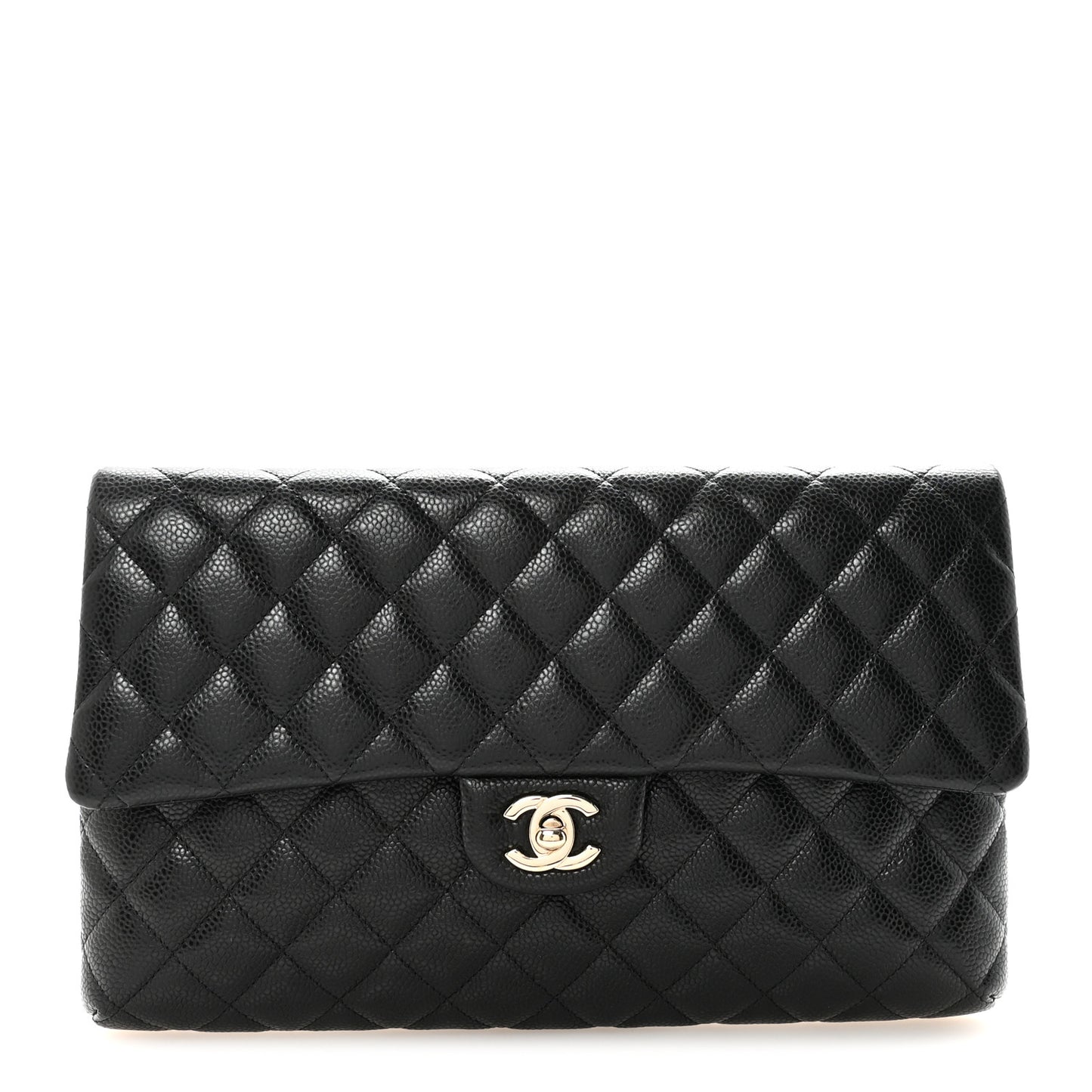 Caviar Quilted Flap Clutch Black
