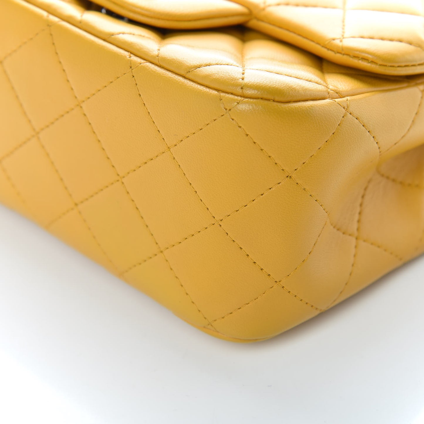 Lambskin Quilted Mini Square Flap Yellow