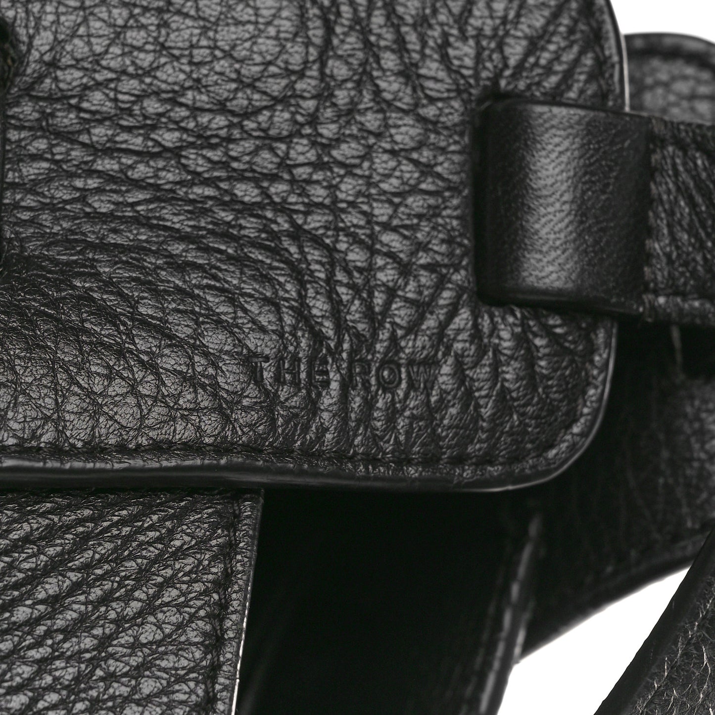 Grained Calfskin Drawstring Bucket Bag Black