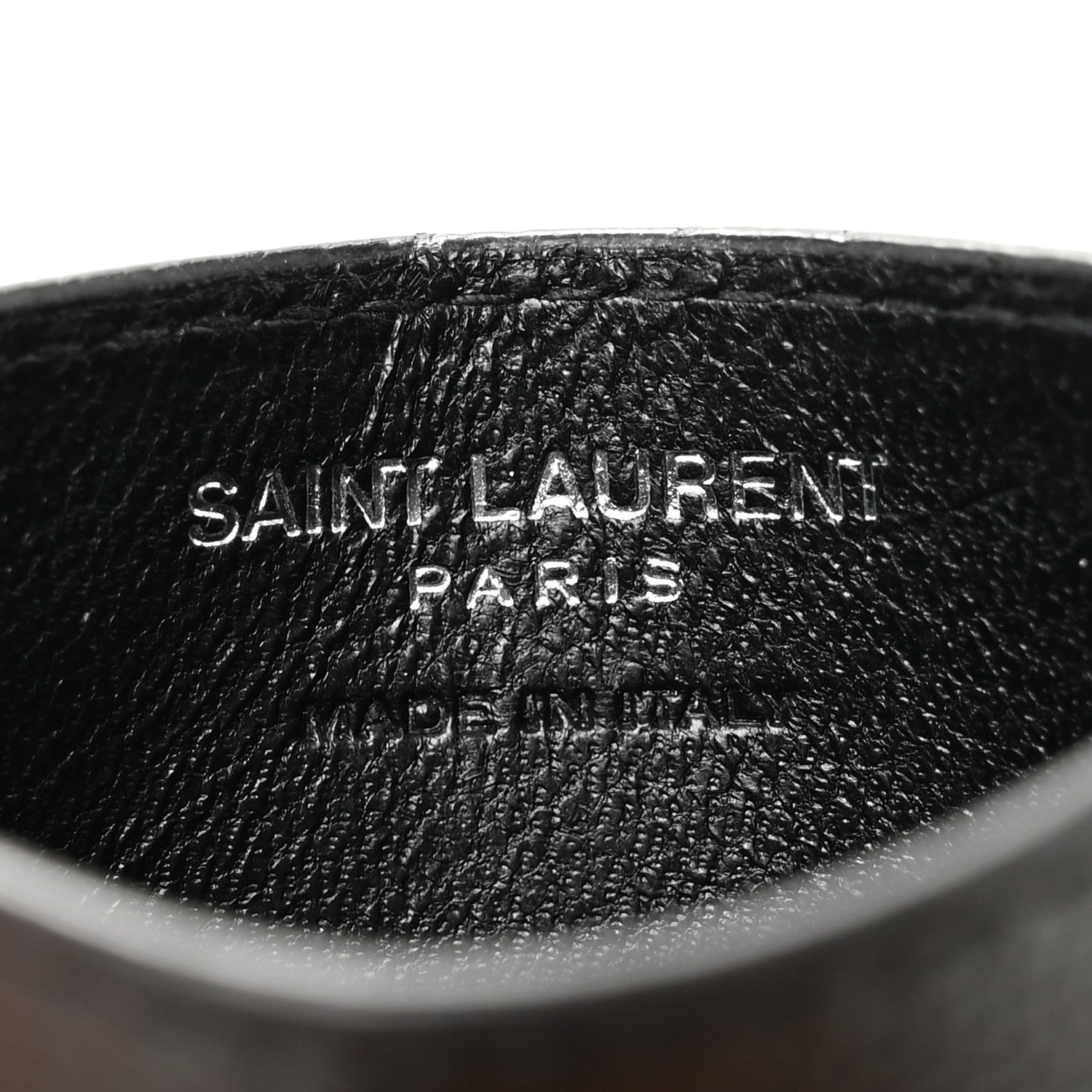 Saint Laurent Grain De Poudre Matelasse Chevron Monogram Credit Card Case Black 6 of 11