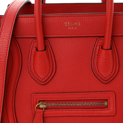 Celine Drummed Calfskin Nano Luggage Red 7 of 9