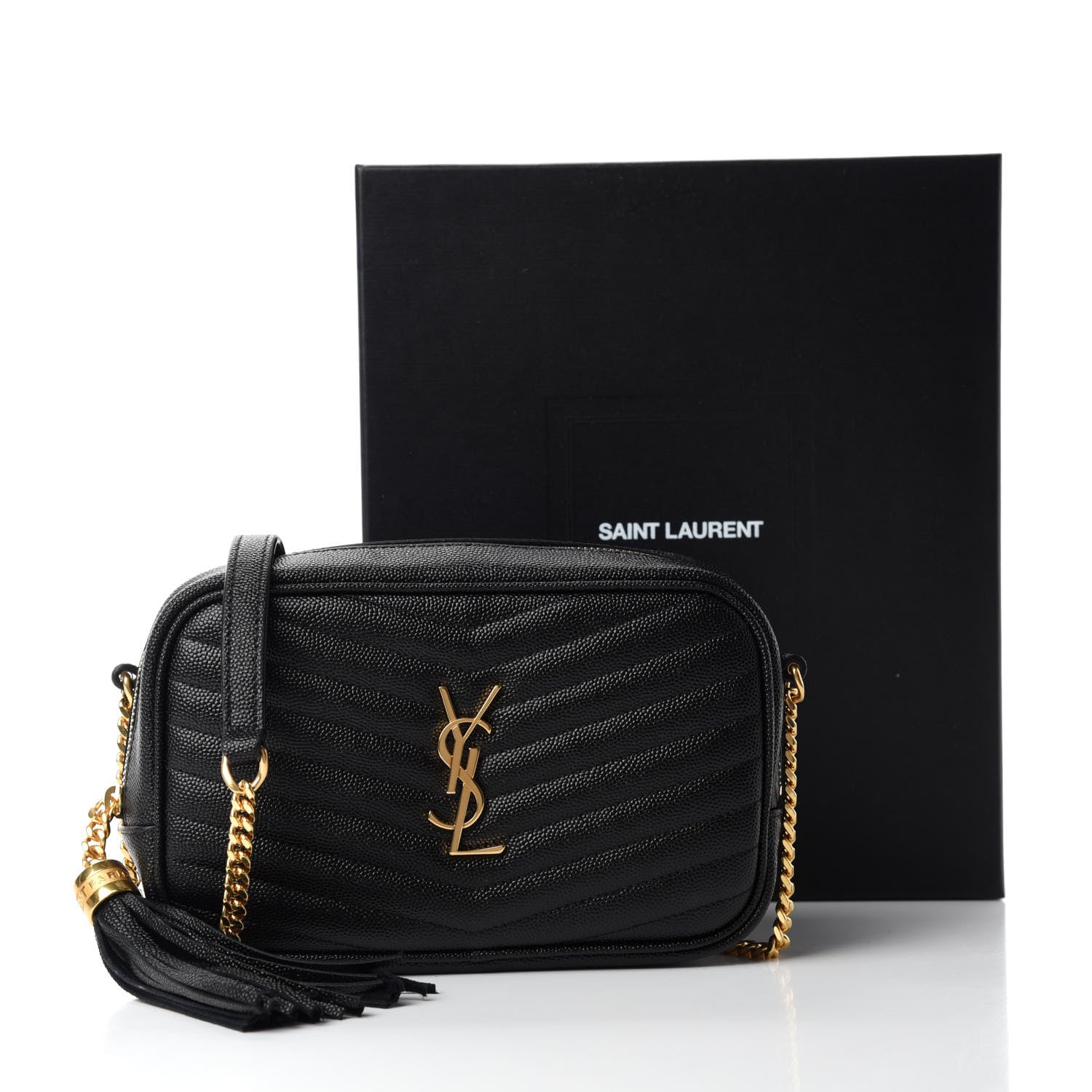 Saint Laurent Grain De Poudre Matelasse Monogram Mini Lou Camera Bag Black 11 of 11
