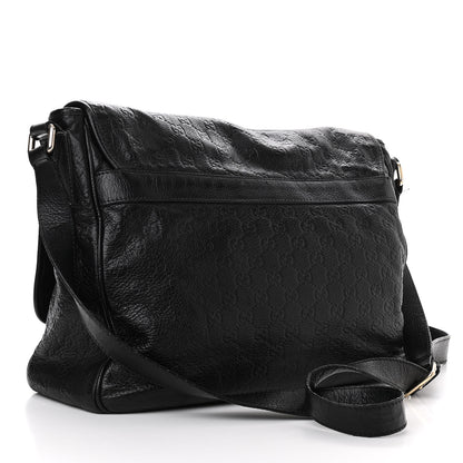 Gucci Guccissima Medium Flap Messenger Bag Black 3 of 12