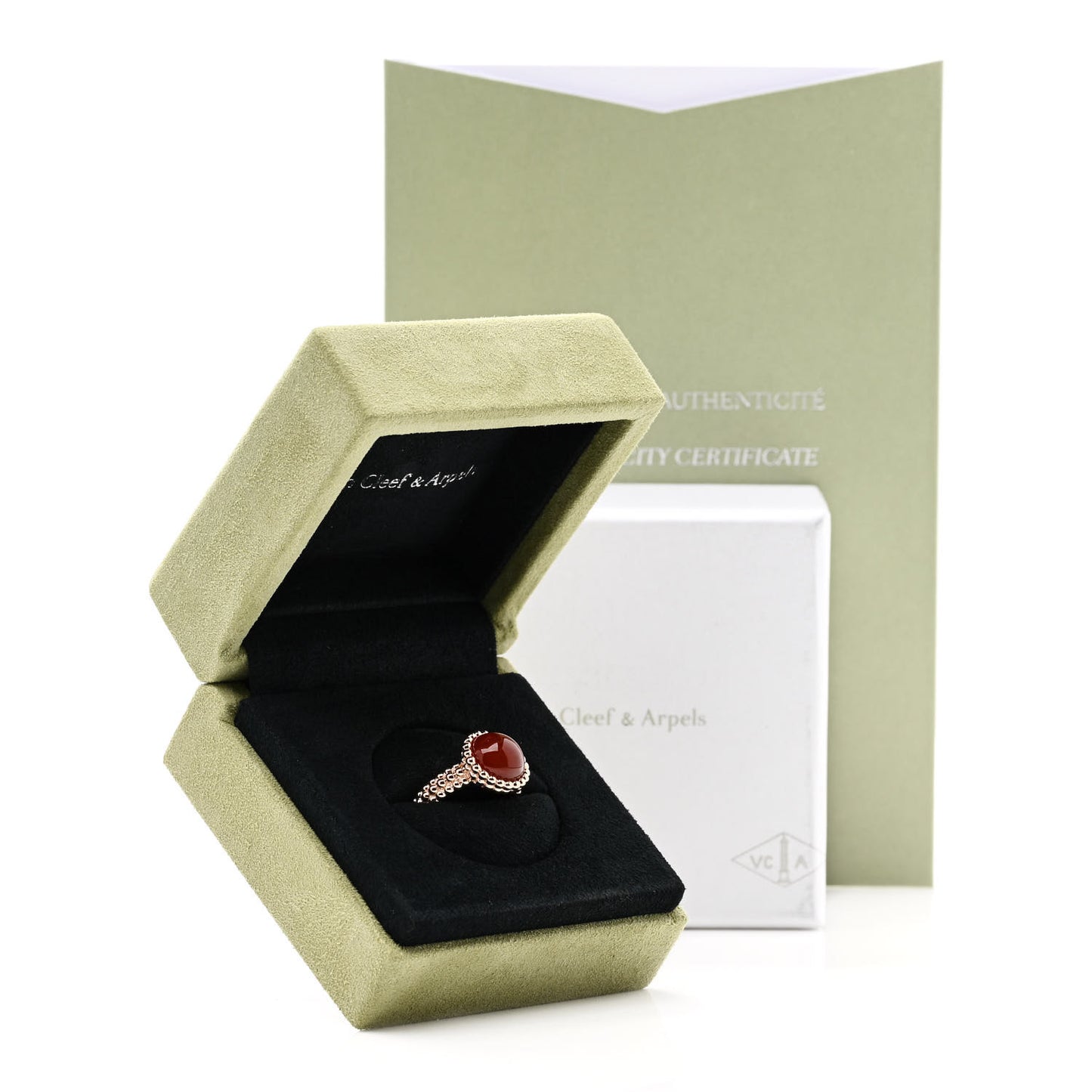 18K Rose Gold Carnelian Perlee Couleurs Ring 54 6.75