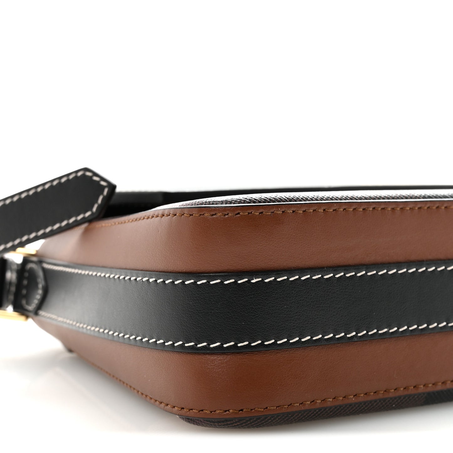 E-Canvas Check Calfskin Catherine Shoulder Bag Dark Birch Brown