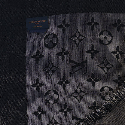 Louis Vuitton Silk Lurex Wool Monogram Shine Shawl Black 3 of 4