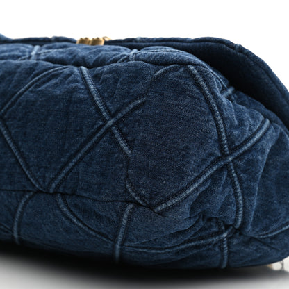 Chanel Denim Quilted Maxi Chanel 19 Flap Blue 10 of 11