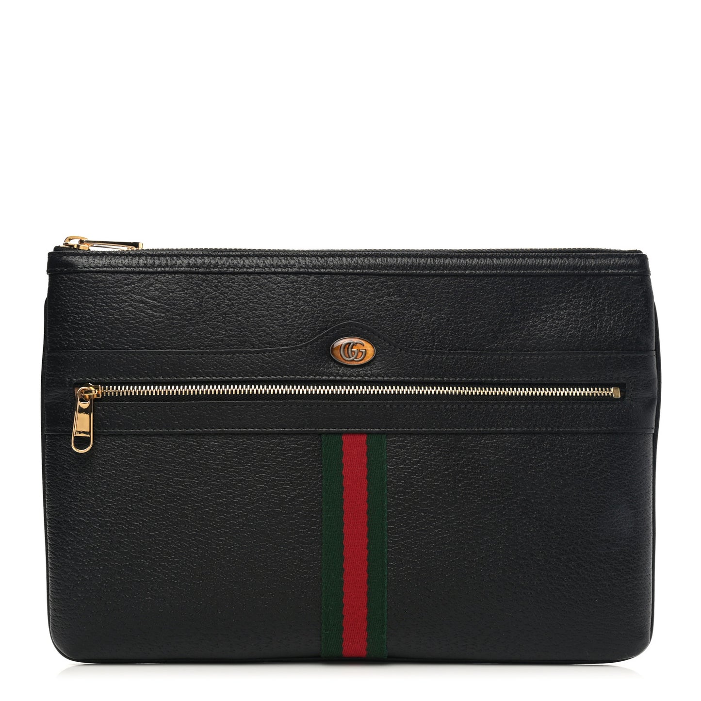 Calfskin Large Ophidia Pouch Clutch Black