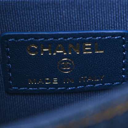 Chanel Denim Quilted Double You Card Holder On Chain Blue 6 of 11