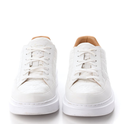 Louis Vuitton Grained Calfskin Embossed Monogram Mens Beverly Hills Sneakers 10.5 White 2 of 8