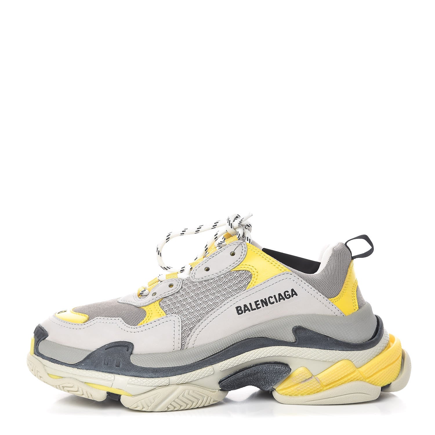 Balenciaga Fabric Mesh Womens Triple S Sneakers 40 Yellow Grey White 1 of 9