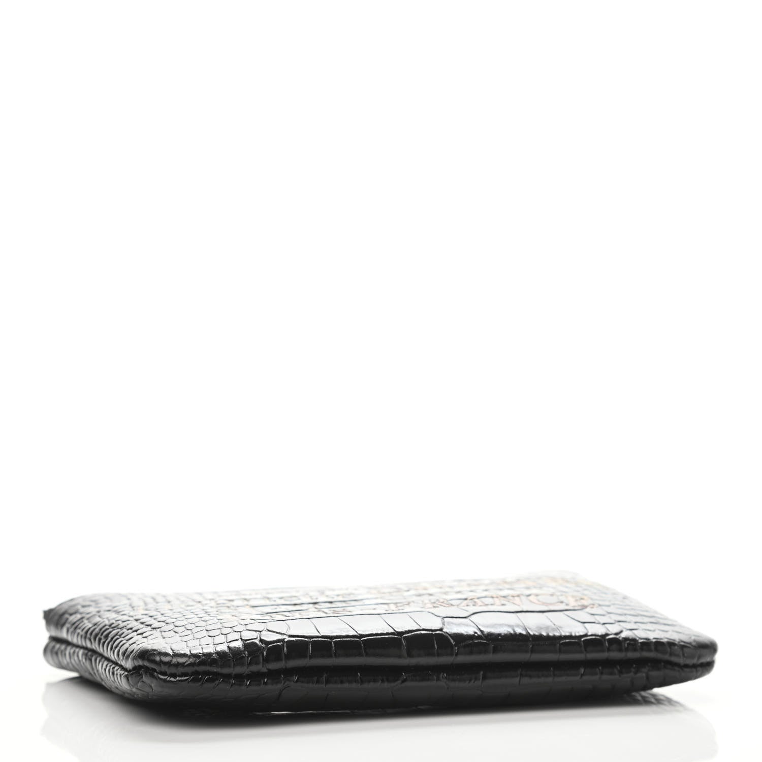 Chanel Calfskin Crocodile Embossed Cocodile Cosmetic Case Black Gold 3 of 4