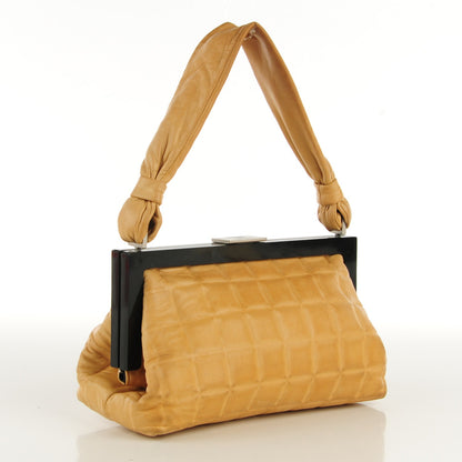Chanel Lambskin Chocolate Bar Quilted Frame Bag Beige Black 3 of 9