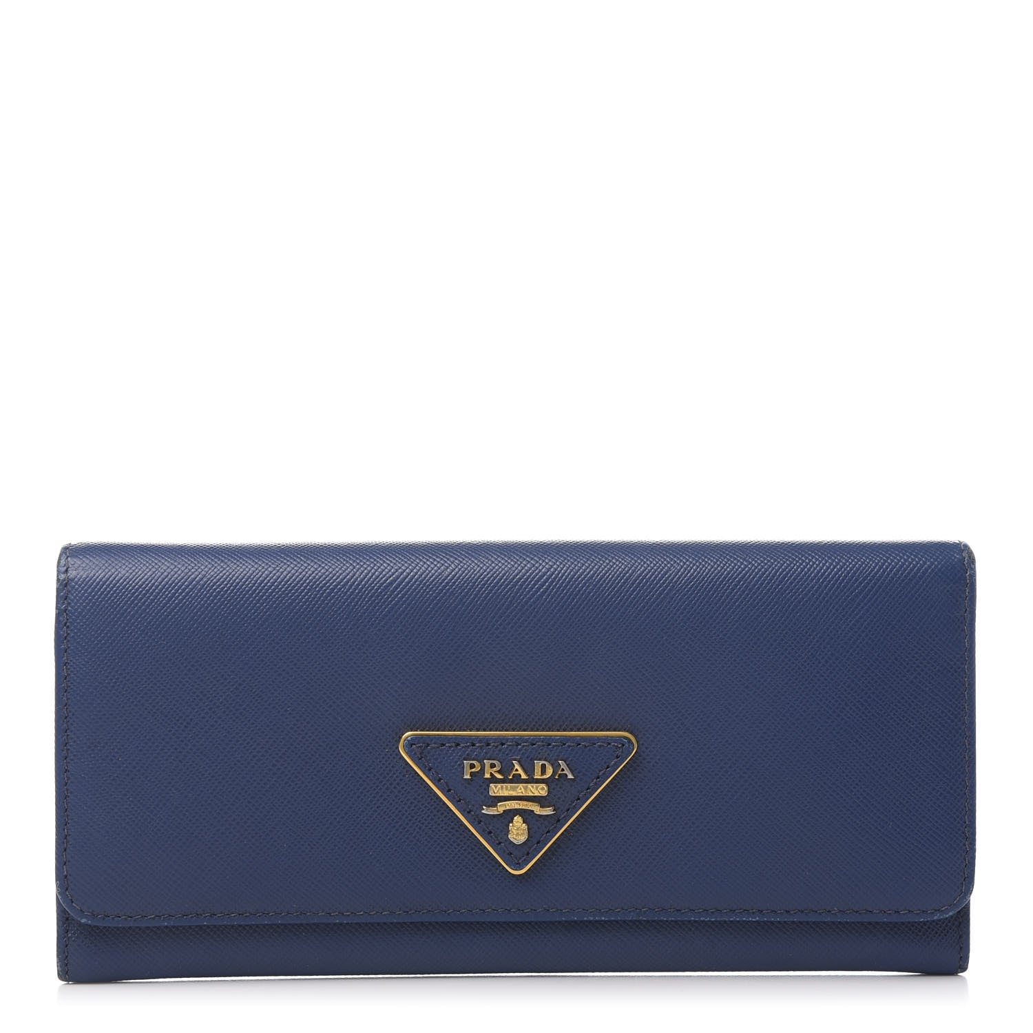 Prada Saffiano Triangle Continental Flap Wallet Bleuette 1 of 9