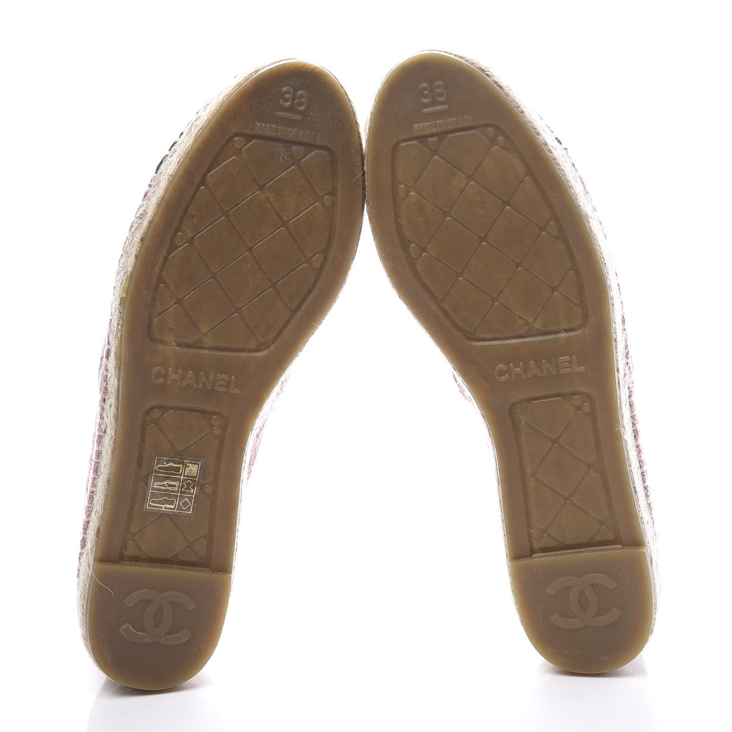 Velvet Grosgrain Quilted Camellia CC Espadrilles 38 Pink Black