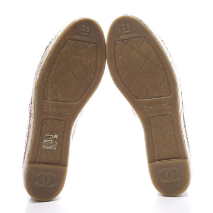 Chanel Velvet Grosgrain Quilted Camellia CC Espadrilles 38 Pink Black 6 of 11