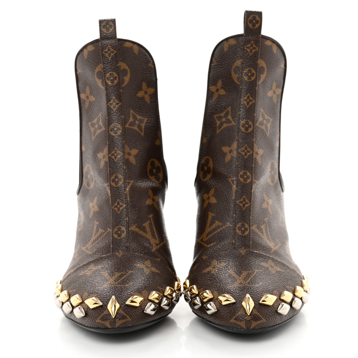 Louis Vuitton Monogram Gold Rush Studded Uniformes Cap Toe Chelsea 75mm Ankle Boots 38 2 of 9