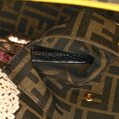 Fendi Fabric Jacquard FF Floral Embroidered Baguette Tobacco Moro Multicolor 7 of 11