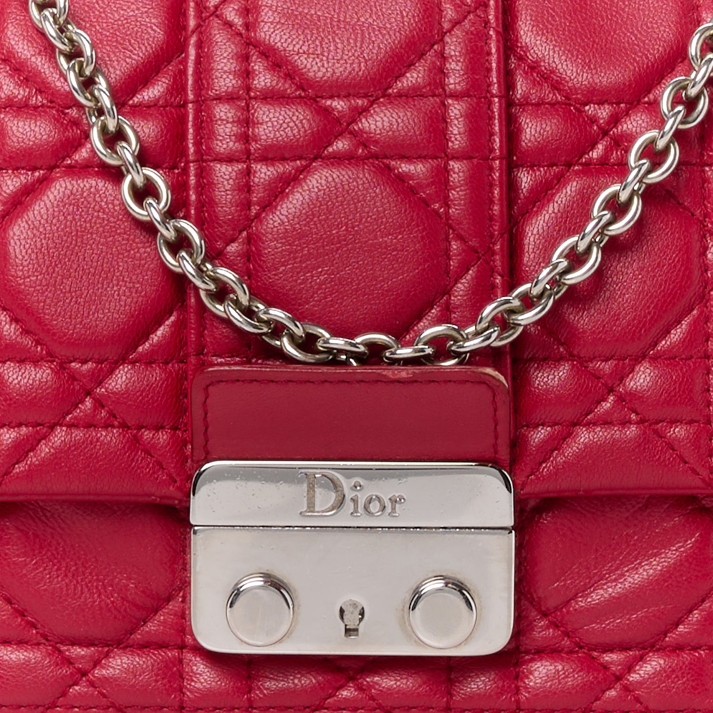 Lambskin Cannage Miss Dior Promenade Pouch Red