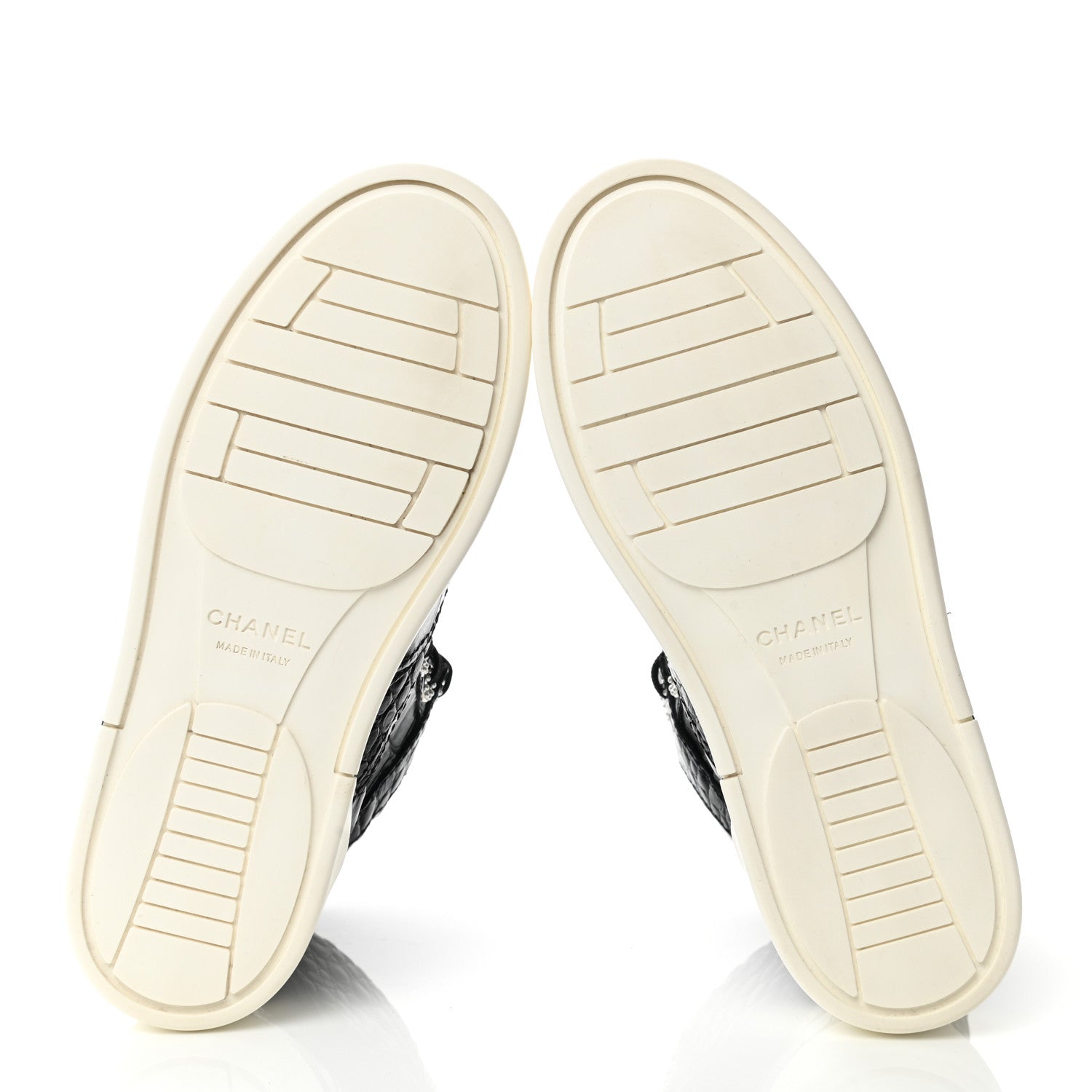 Chanel Calfskin Crocodile Embossed Cocodile High Top Sneakers 36.5 Black 5 of 8