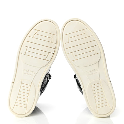 Chanel Calfskin Crocodile Embossed Cocodile High Top Sneakers 36.5 Black 5 of 8