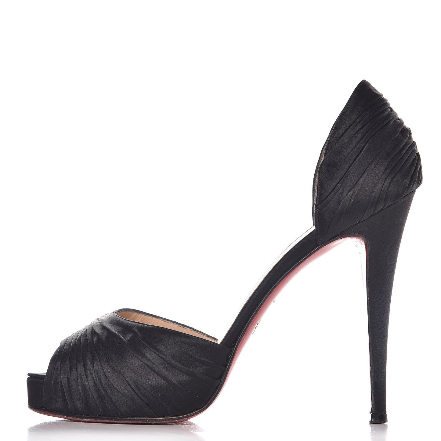 Crepe Satin Turbella 120 Platform Peep Toe Pumps 40 Black
