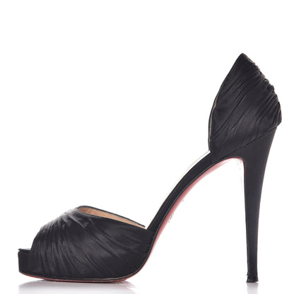 Christian Louboutin Crepe Satin Turbella 120 Platform Peep Toe Pumps 40 Black 1 of 12