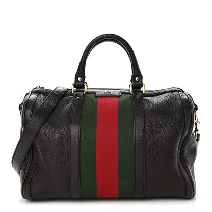 Gucci Calfskin Vintage Web Medium Boston Dark Brown 1 of 10