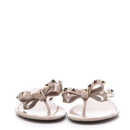 Valentino Garavani PVC Jelly Rockstud Bow Thong Sandals 41 Poudre 2 of 8