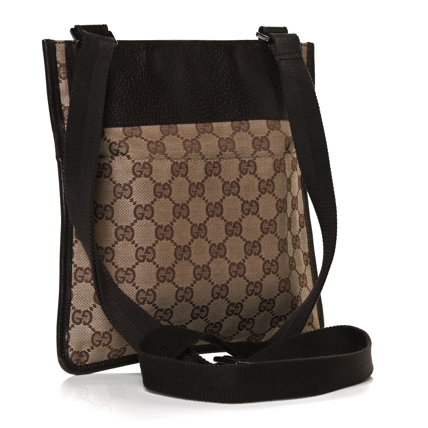Gucci Monogram Messenger Crossbody Web Bag Dark Brown 2 of 14