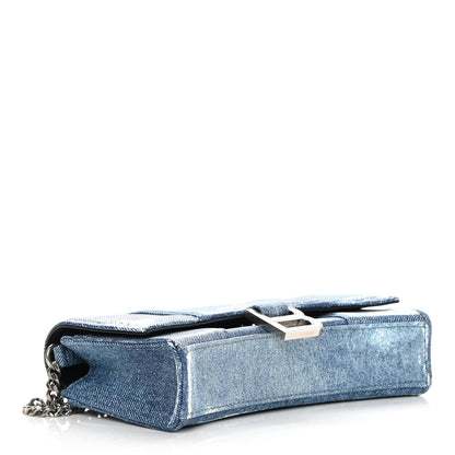 Balenciaga Nappa Denim Printed Hourglass Chain Bag Denim Blue 4 of 13
