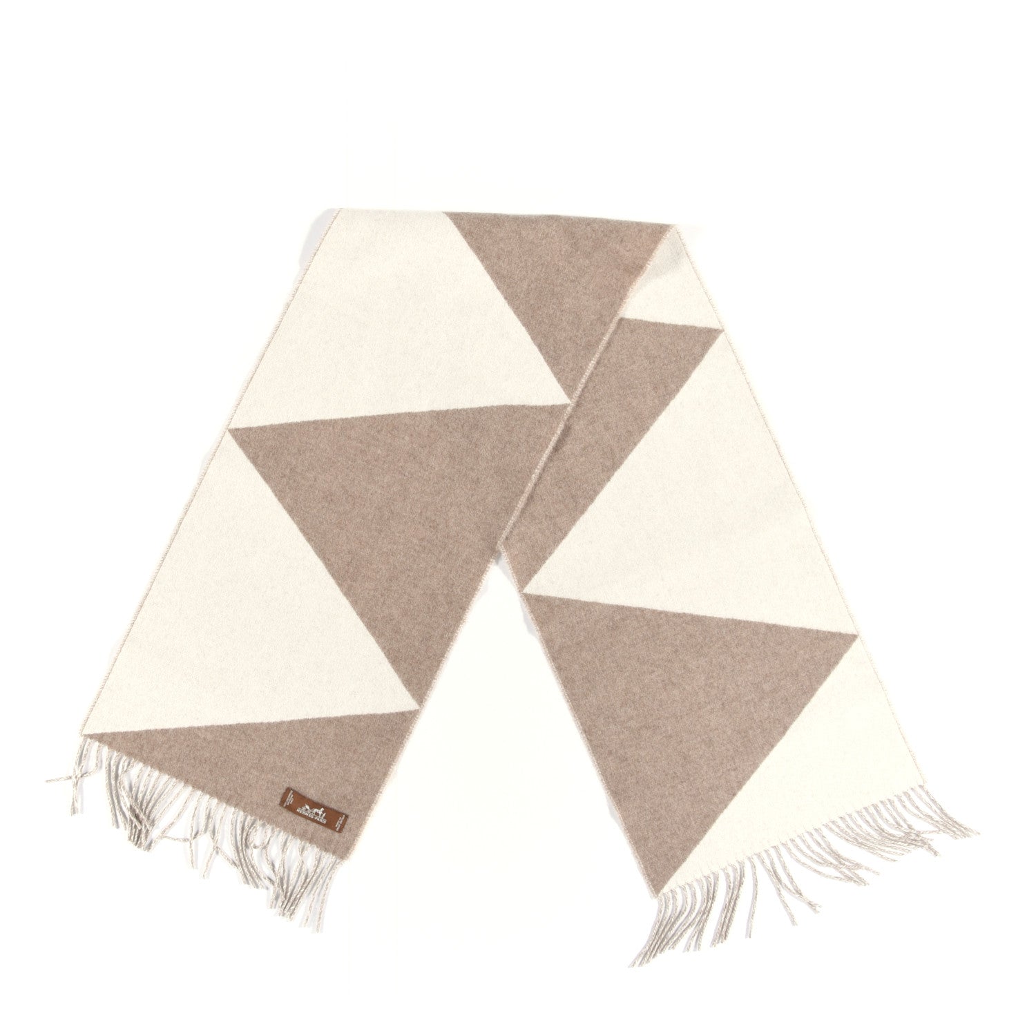 Hermes Cashmere Casaque Zig Zag Muffler Etoupe Ivory 2 of 4
