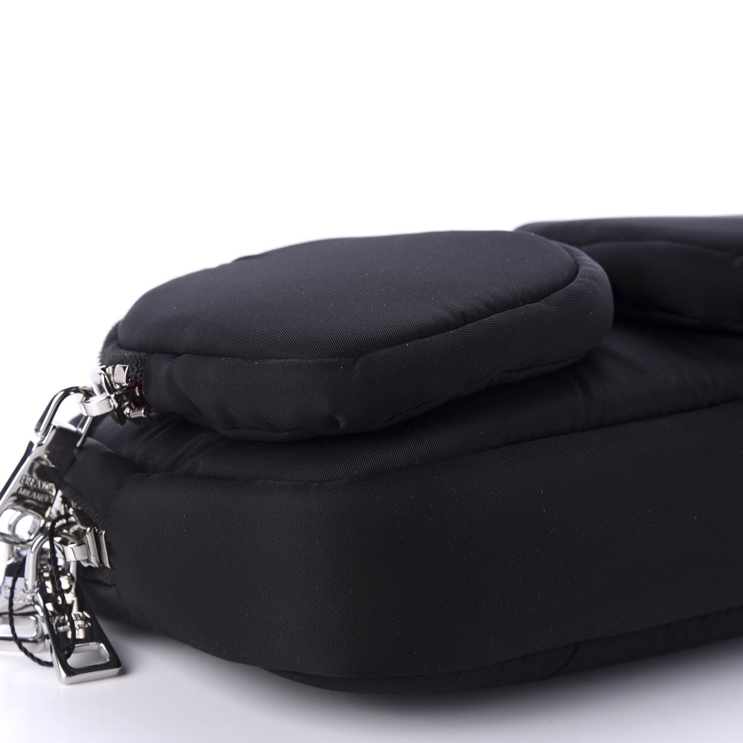 Prada Tessuto Nylon Double Pocket Wristlet Pouch Black Fuoco 6 of 9