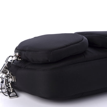Prada Tessuto Nylon Double Pocket Wristlet Pouch Black Fuoco 6 of 9