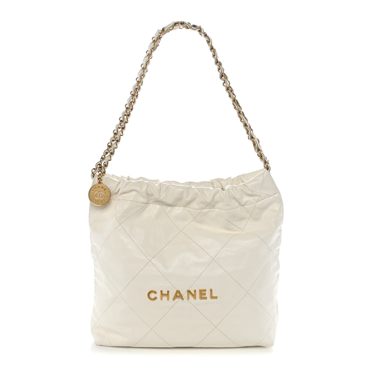 Chanel Shiny Calfskin Quilted Small Chanel 22 White 1 of 13