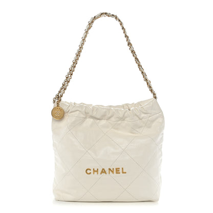 Chanel Shiny Calfskin Quilted Small Chanel 22 White 1 of 13
