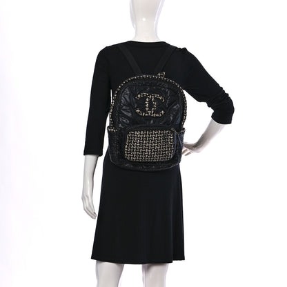 Chanel Nylon Tweed CC Backpack Black White 2 of 9