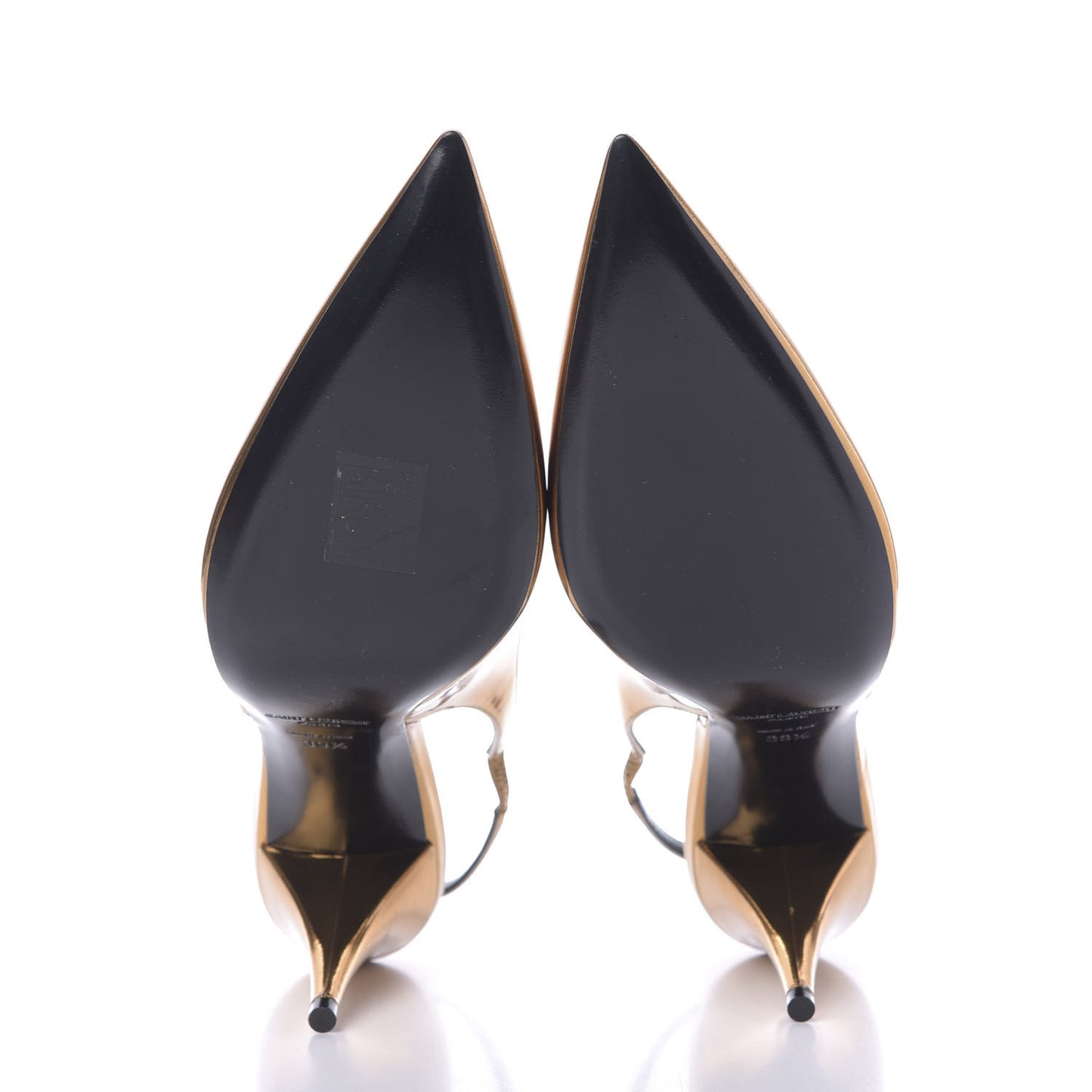 Calfskin Kiki 110mm metallic slingback pumps 39.5 Gold