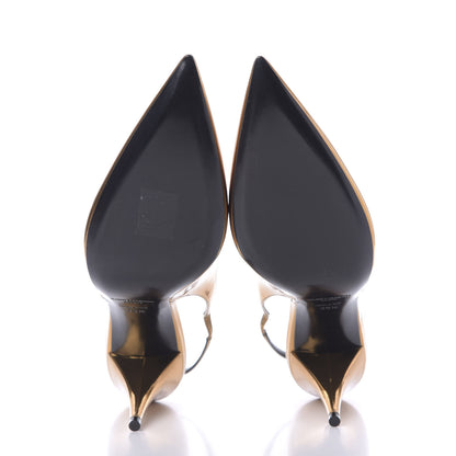 Saint Laurent Calfskin Kiki 110mm metallic slingback pumps 39.5 Gold 6 of 9