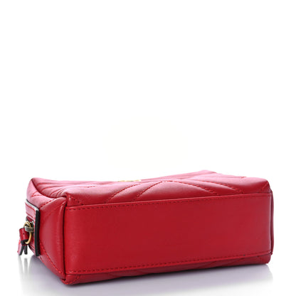 Gucci Calfskin Matelasse GG Marmont Cosmetic Case Hibiscus Red 4 of 9