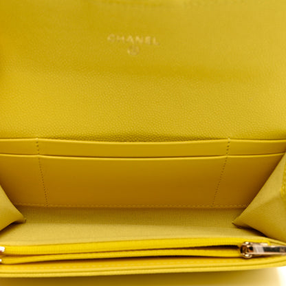 Chanel Caviar Quilted Flap Wallet Yellow 5 of 9